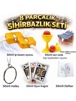 Alem 8’li Sihirbazlık Seti (Kibrit, Defter, Halka, Kupa, Ip, 3’lü Kart)