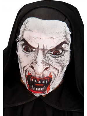 Alem Kafaya Tam Geçmeli Bez Vampir Maskesi - Streç Korku Maskesi - 3D Baskılı Maske Model 2