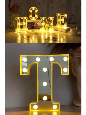 3D LED Işıklı T Harfi, Büyük Boy, Organizasyon ve Doğum Günü Dekoru