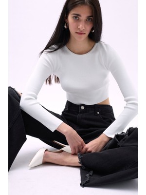 Serac Collection Bisiklet Yaka Dokulu Crop