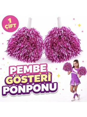 Luord-Store 1 Çift ( 2 Adet ) Pembe Renk 23 Nisan 19 Mayıs 29 Ekim Okul Gösteri Ponponları