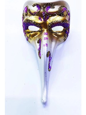 Alem Fuşya Renk Işlemeli Seramik Malzemeden Imal Venedik Uzun Maske Magnet