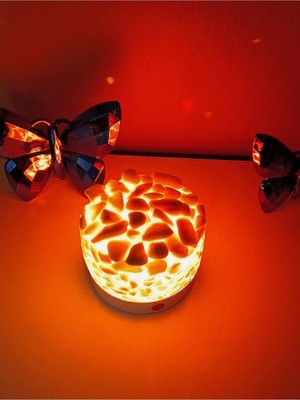 Yanar Taş Dekoratif Masa Lambası, Yatak Odası ve Meditasyon Için Şarjlı