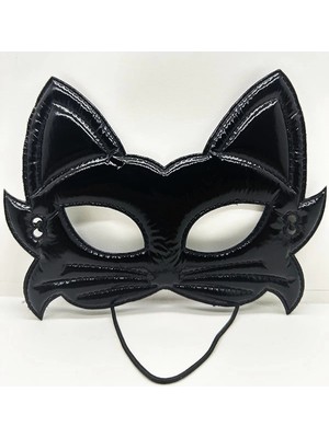 Alem Siyah Renk Kumaş Malzemeden Imal Eva Kedi Maskesi 19X15 cm