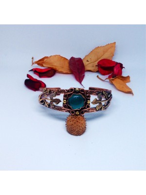 UltraMint Doğal Taşlı Ağaç Kabuğu Bakır Bileklik, Şık ve Enerji Dolu Takı