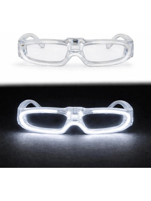 Alem Beyaz LED Işıklı Parti Gözlüğü 3 Modlu – Glow  Gece Eğlence Gözlüğü