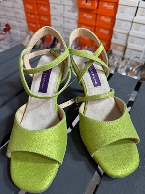 Lo Mejor Shoes Yeşil Simli Kelebek Model Kadın Tango-Dans ve Salon Ayakkabısı 7,5 CM(11PONT)TOPUK Boyunda Enmoda