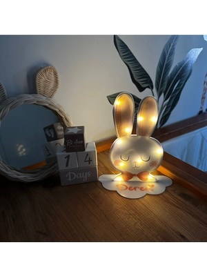 Soft Tavşan Çizimli Bebek ve Çocuk Odası Masa Gece Lambası