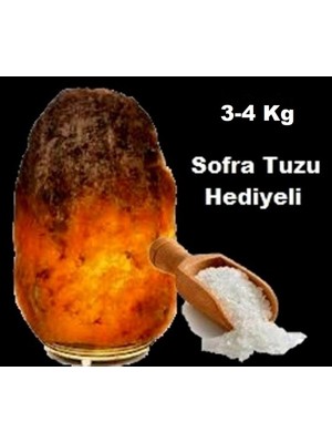 Doğal Çankırı Kaya Tuzu Lambası 3-4 kg + 1 kg Tüzel Tuzu Hediyesi