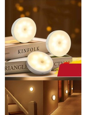 Kablosuz USB Şarjlı Hareket Sensörlü LED Spot, Sarı Işık, Tek Adet