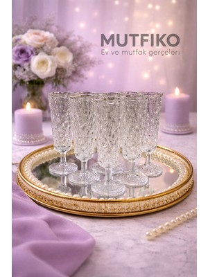 Mutfiko Lüks Kristal Cam Ayaklı Kahve Yanı Bardağı Seti – 130 ml – 6’lı Şık Sunum Kadeh Takımı