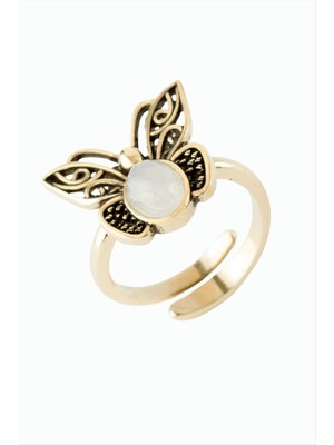 Die Grup Kelebek Doğaltaşlı Otantik Yüzük