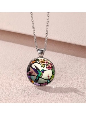 Normadia Renkli Çiçek Desenli Cam Kolye, Şık ve Hafif Takı