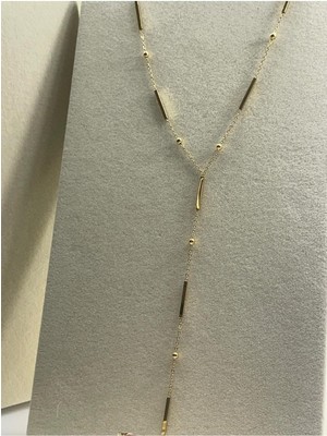 Normadia Altın Tonlu Uzun Tasarım Y-Dekolte Kolye, Şıklığı Tamamlar