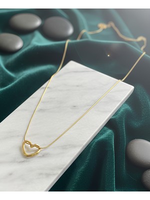 Normadia Gold Renk Kalp Model Çelik Kolye, Yeni Sezon Trend Zincir