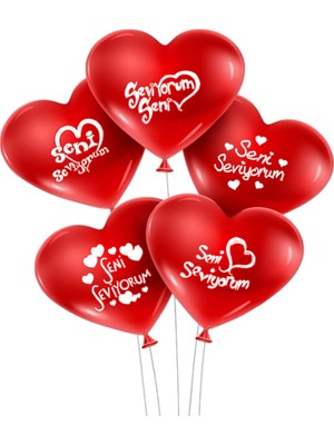 Die Grup Seni Seviyorum Yazılı 50 Li Kalp Balon DIERSTP-32456