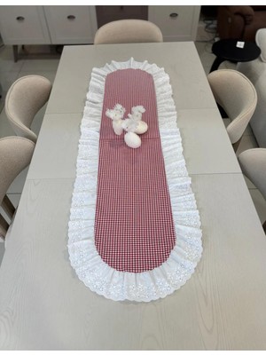 Nurgita Home % 100 Pamuk Fisto Fırfırlı Vintage Oval Runner (45X140)