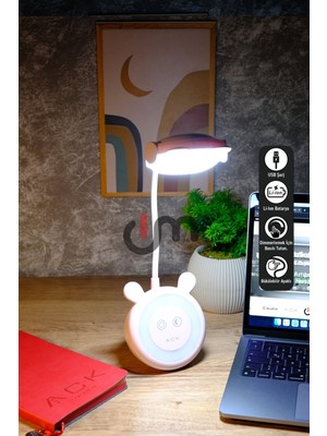 Şarjlı Dokunmatik LED Masa Lambası, Ayarlanabilir Işık, Gece Modu, Pembe