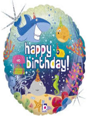 Genel Tedarik Baskılı Ocean Deniz Yuvarlak Folyo Balon 18INÇ/40CM