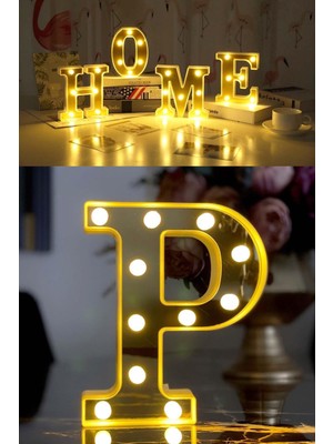 3D P Harfi LED Işıklı Dekorasyon Büyük Boy Doğum Günü Kutlama Süs