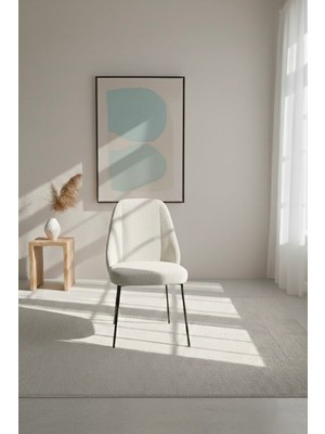 Todek Home Safir 4 Adet Metal Ayaklı Sandalye Babyface Kumaş Mutfak Salon Yemek Masası Sandalyesi