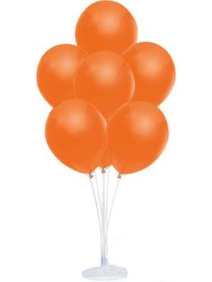 Balon Standı ve 10 Adet Sedefli Metalik Turuncu Balon Seti