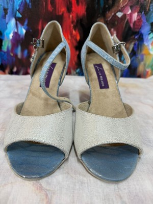 Buz Mavi Dokulu Latin-Salsa-Tango Dans ve Salon Ayakkabısı 7 cm 11 Pont Kadeh Model Kapalı Topuk