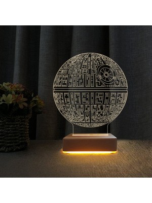 3D LED Gece Lambası Star Wars Ölüm Yıldızı Tasarımı Doğum Günü Hediye