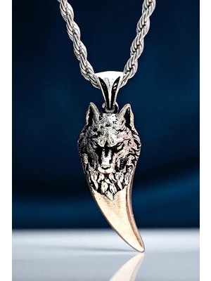 Normadia Paslanmaz Kromix Erkek Kolye, Kurt Dişi ve Bozkurt Işleme, Şık Takı