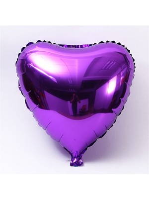 Genel Tedarik Mor Kalp Folyo Balon 40CM