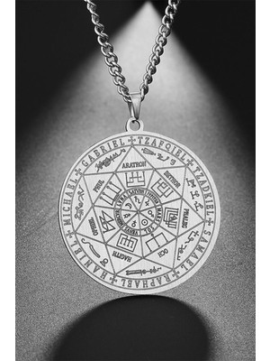 Normadia Gri Çelik Yedi Baş Melek Sihir Koruma Tılsım Kolye Kadın ve Erkek Için