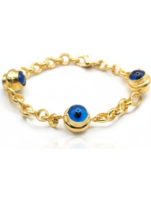 925 Ayar Papatya Silver Nazar Göz Doç Zincir Bileklik.rose.gold.rodaj