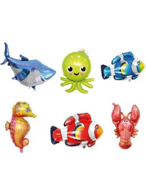 Mini Parti Bebeğimin Ilk Partisi Okyanus Tema Deniz Canlıları Folyo Balon Seti 6lı