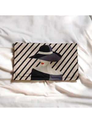 Mutlu Köşe Çift Tarafı Dijital Baskı Keten Pamuk Premium Dizayn Dikdörtgen Kırlent Kılıfı Bel Kırlent