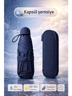 Rosemor Şemsiye Kapsül Otomatik Aç Kapa Rüzgara Dayanıklı Taşıma Kılıflı Mini Çanta Boy Şemsiye
