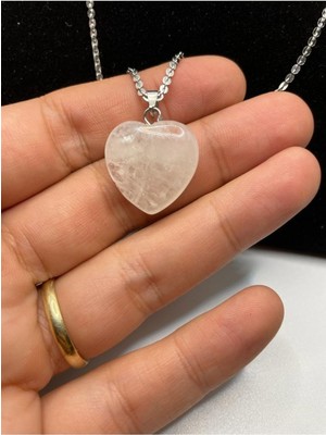 Normadia Doğal Kristal Kalp Şekilli Kolye, Zarif ve Parlak Takı