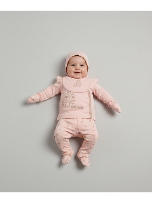 Bebeva Baby Kız Bebek %100 Pamuklu Little Lady Desenli 5'li Hastane Çıkışı Seti