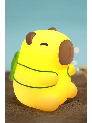 Sevimli Çocuk Bebek Odası Kaplumbağa ve Kapibara Figürlü LED Gece Lambası