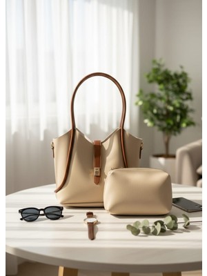 Hayal Çanta Ikili Set: Şık El ve Omuz Çantası + Makyaj Çantası