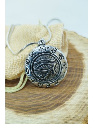 Normadia Sterling Gümüş Horus Gözü Yılan Zincir Unisex Çelik Kolye