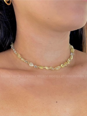 Normadia Doğal Taş Sitrin Çelik Kolye, Şıklık ve Doğallık Bir Arada