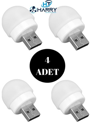 Mini USB Taşınabilir LED Ampul 4'lü Set, Gece ve Okuma Işığı, Çocuk Odası Aydınlatması