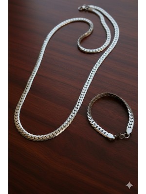 Lia Charm Çelik Snake Kolye ve Bileklik Set Erkek – Paslanmaz Çelik Gümüş Renk – 14 Şubat Sevgililer Günü Hediyesi