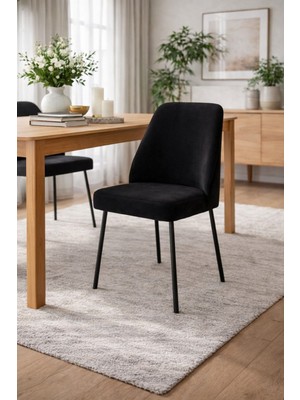 Todek Home Safir 6 Adet Metal Ayaklı Sandalye Babyface Kumaş Mutfak Salon Yemek Masası Sandalyesi