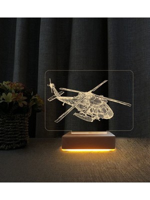 3D Helikopter LED Masa Lambası, Doğum Günü Hediyesi, Havalı Dekorasyon