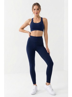 Yüksek Bel Toparlayıcı Esnek Kadın Tayt Lacivert