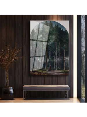 Limitless Design Caspar David Friedrich Orman Derinlikleri Cam Tablo Dijital Baskı Duvar Tablosu Dekor Tablo