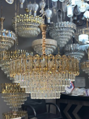 LED Yeni Model 60 cm Kristal Lüx Salon Avize Gold Renk