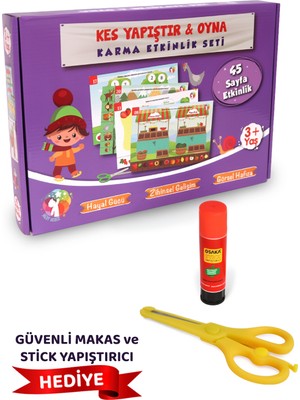 Mert Bebek Kes Yapıştır Oyna Karma Etkinlik Seti | 3+ Yaş | 45 Sayfa | Makas & Yapıştırıcı Hediye