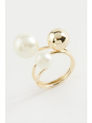 Nuveden Ieg™ Yuvarlak Inci Metal Yüzük